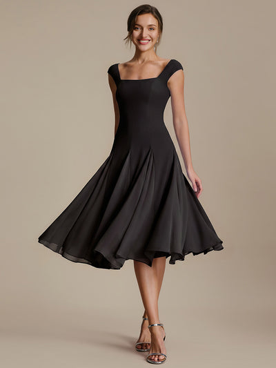 A-Line Midi Cap Sleeve Wedding Guest Dress