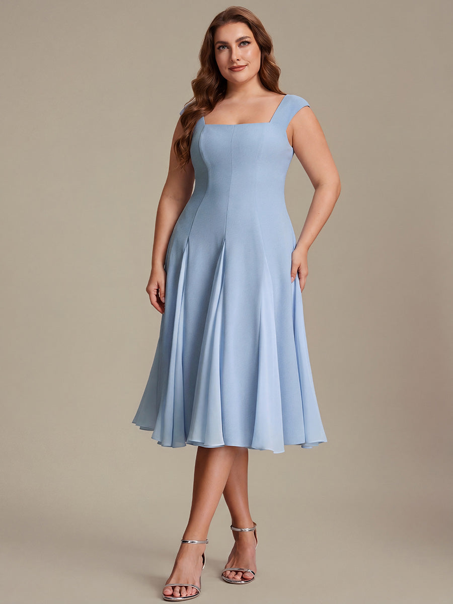 Plus Size Cap Sleeve Wedding Guest Dress #color_Ice Blue