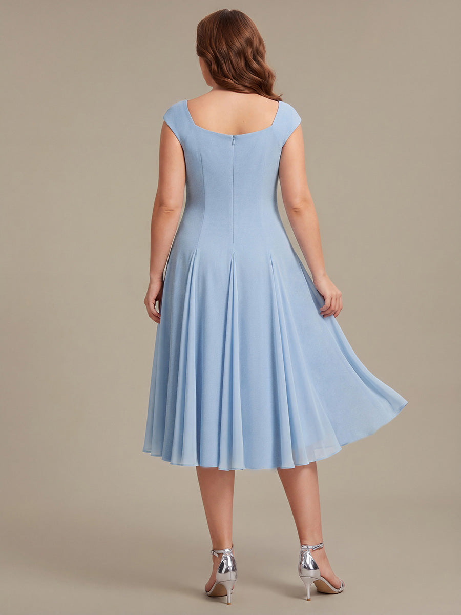 Plus Size Cap Sleeve Wedding Guest Dress #color_Ice Blue