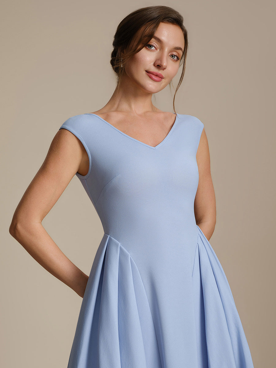 Pleating Crepe Cap Sleeve Wedding Guest Dress - Ever-Pretty US