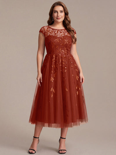 Plus Size See-through Sequin Wedding Guest Dress