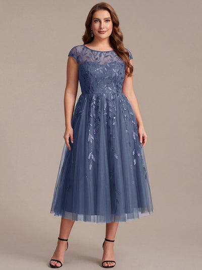 Plus Size See-through Sequin Wedding Guest Dress