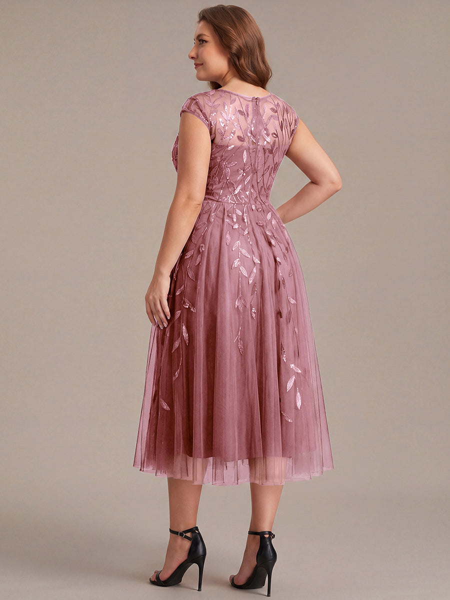 Plus Size See-through Sequin Wedding Guest Dress #color_Purple Orchid