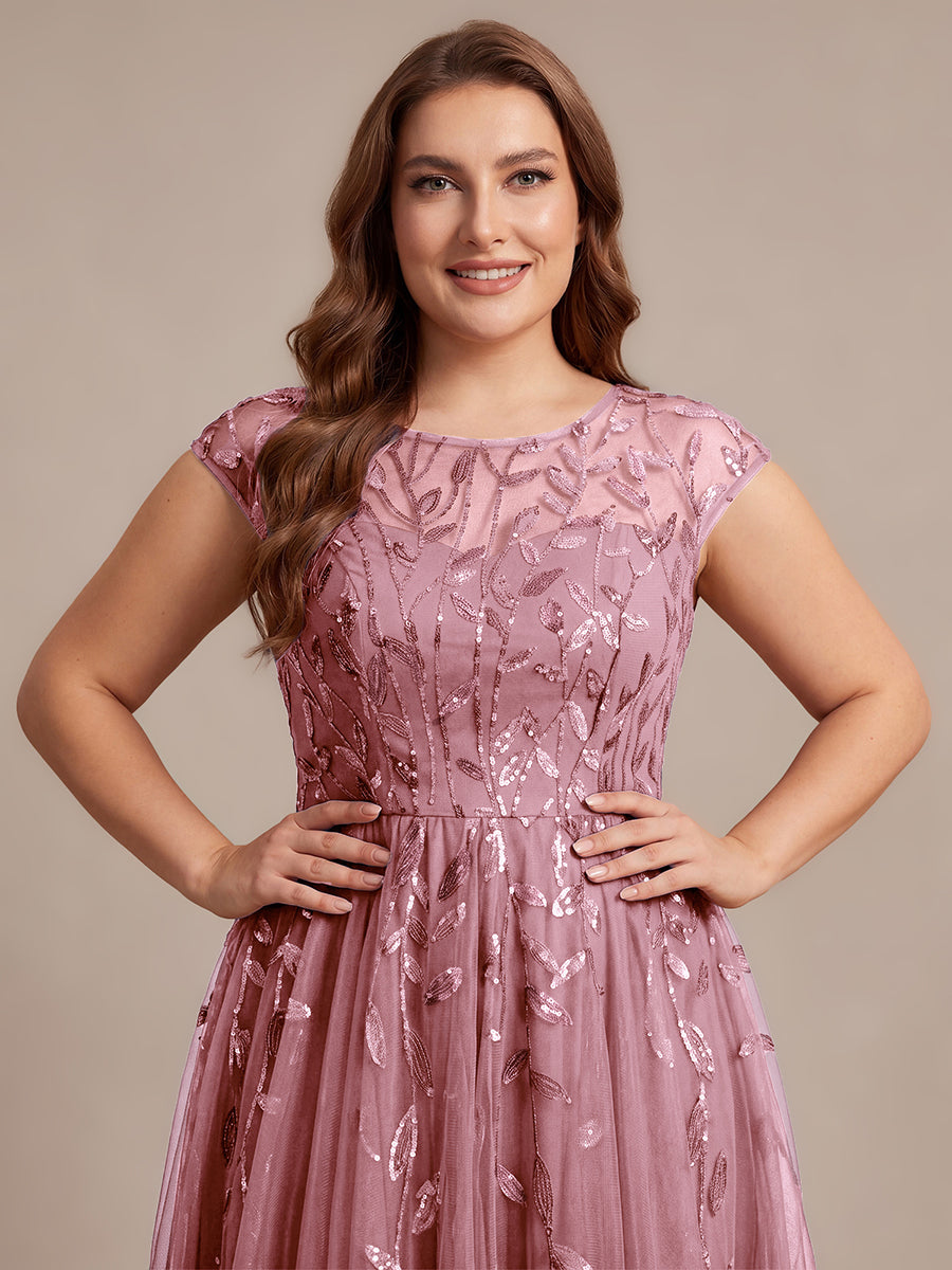 Plus Size See-through Sequin Wedding Guest Dress #color_Purple Orchid