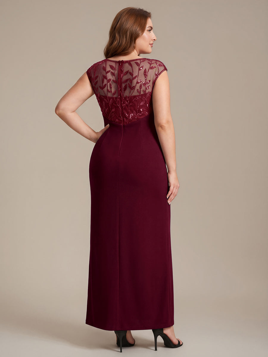 Knotted Crepe Cap Sleeve Wedding Guest Dress #color_Burgundy