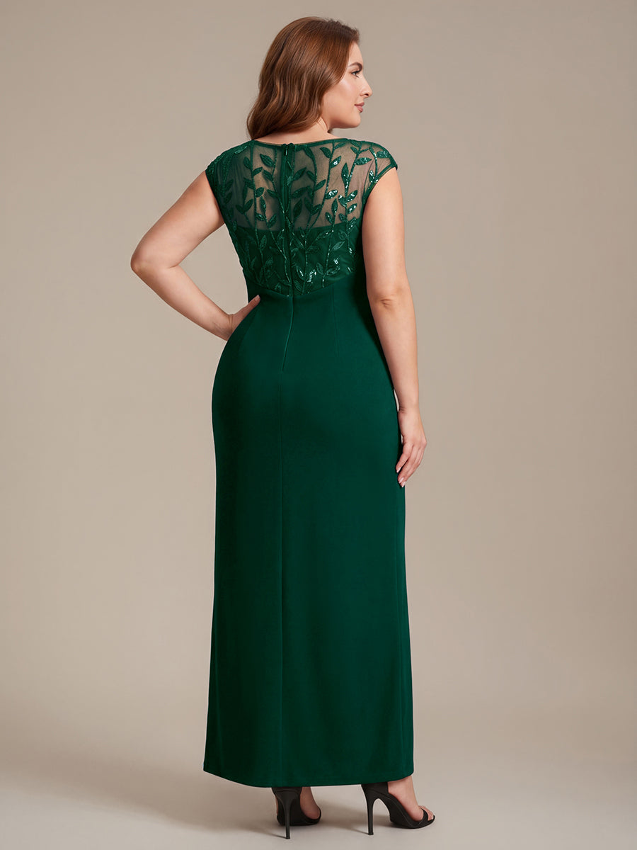 Knotted Crepe Cap Sleeve Wedding Guest Dress #color_Dark Green