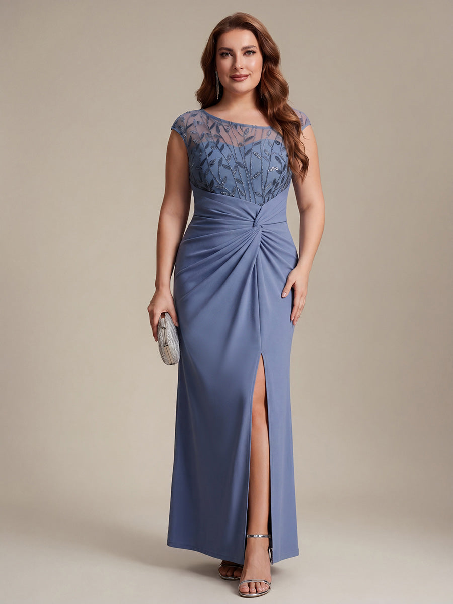 Knotted Ruched Cap Sleeve Mother of the Bride Dress - Ever-Pretty US