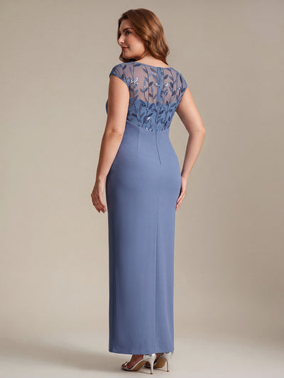 Plus Size Knotted Crepe Wedding Guest Dress #color_Dusty Blue