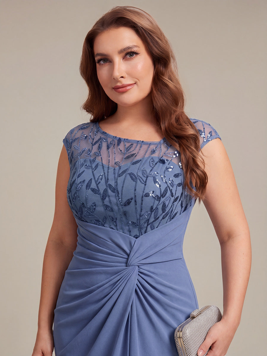 Knotted Ruched Cap Sleeve Mother of the Bride Dress - Ever-Pretty US
