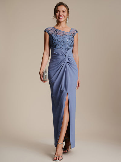 cocktail modest dresses Modest Off The Shoulder Embroidered Cocktail Party Dress Lavender / 2XL main image 1