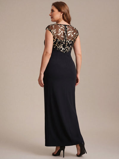 Plus Size Knotted Crepe Wedding Guest Dress #color_Black & Gold