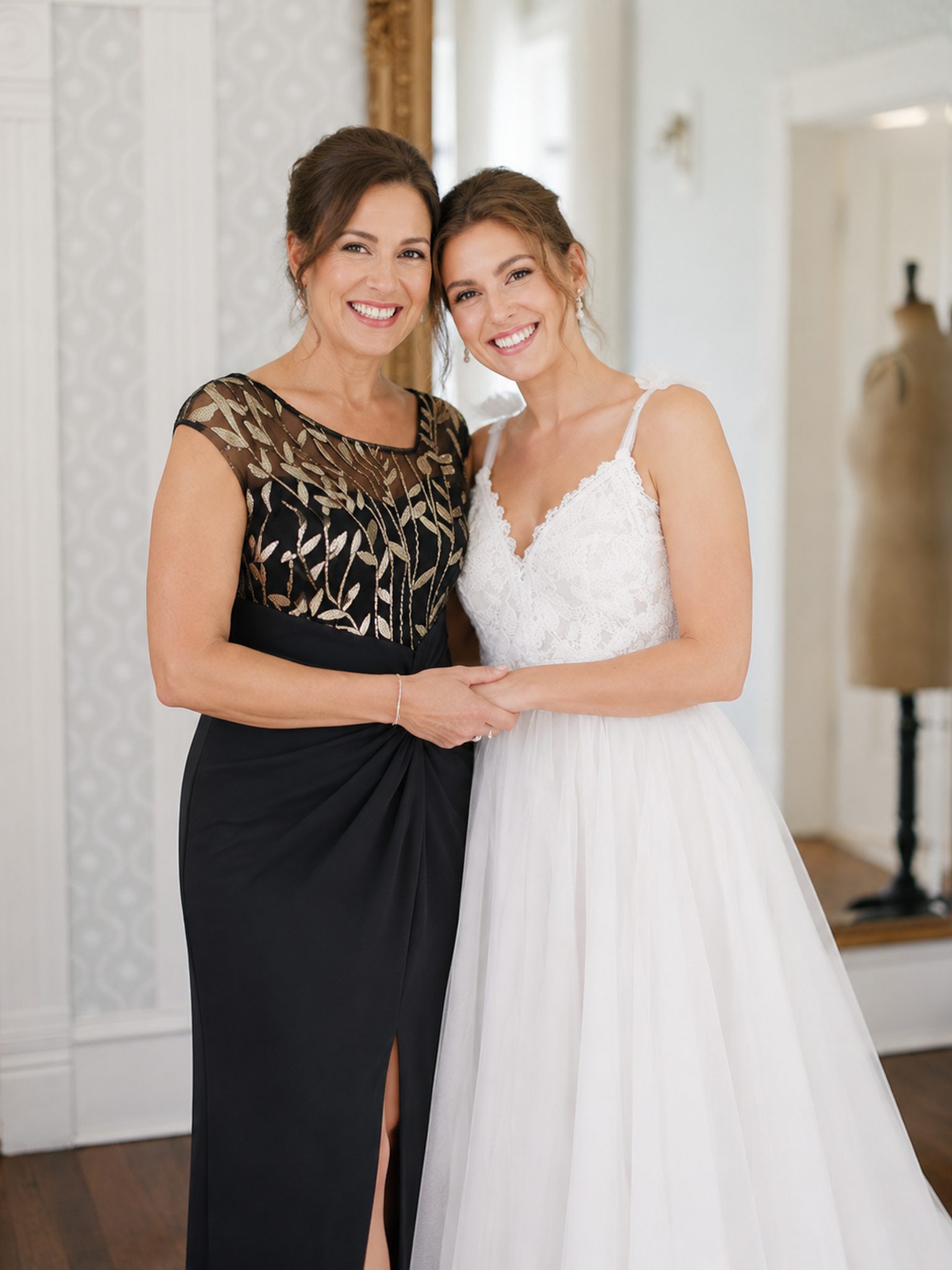 Plus Size Knotted Crepe Wedding Guest Dress #color_Black & Gold