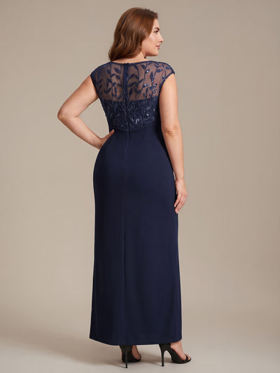Plus Size Knotted Crepe Wedding Guest Dress #color_Navy Blue