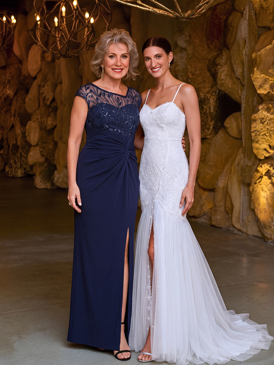 Plus Size Knotted Crepe Wedding Guest Dress #color_Navy Blue