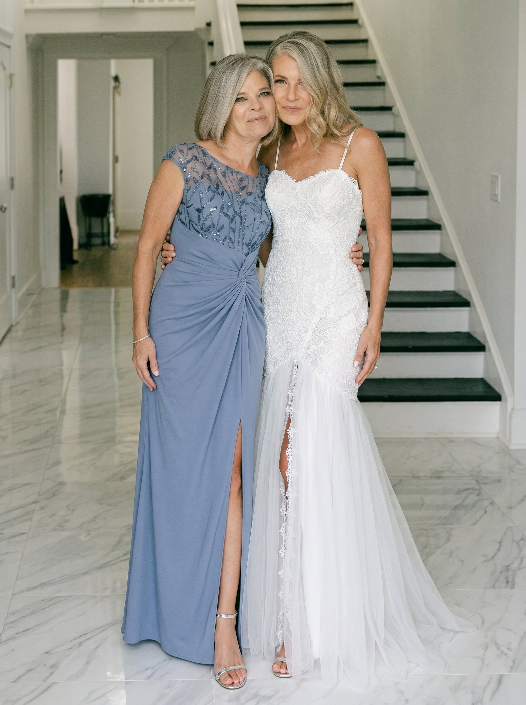 Knotted Crepe Cap Sleeve Wedding Guest Dress #color_Dusty Blue