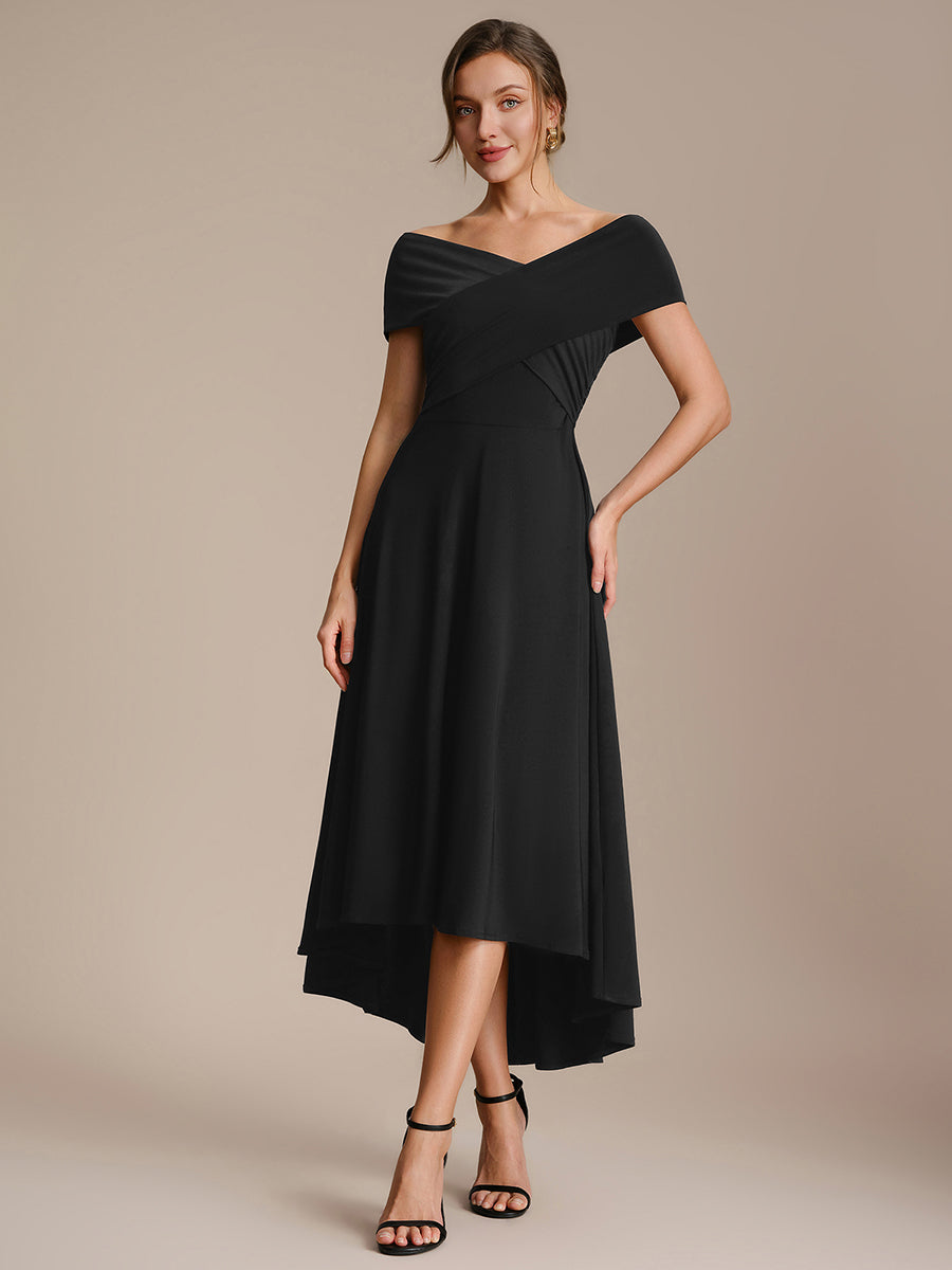 Ever-Pretty Knit Off-the-shoulder Sleeve A-Line Mother of the Bride Dress