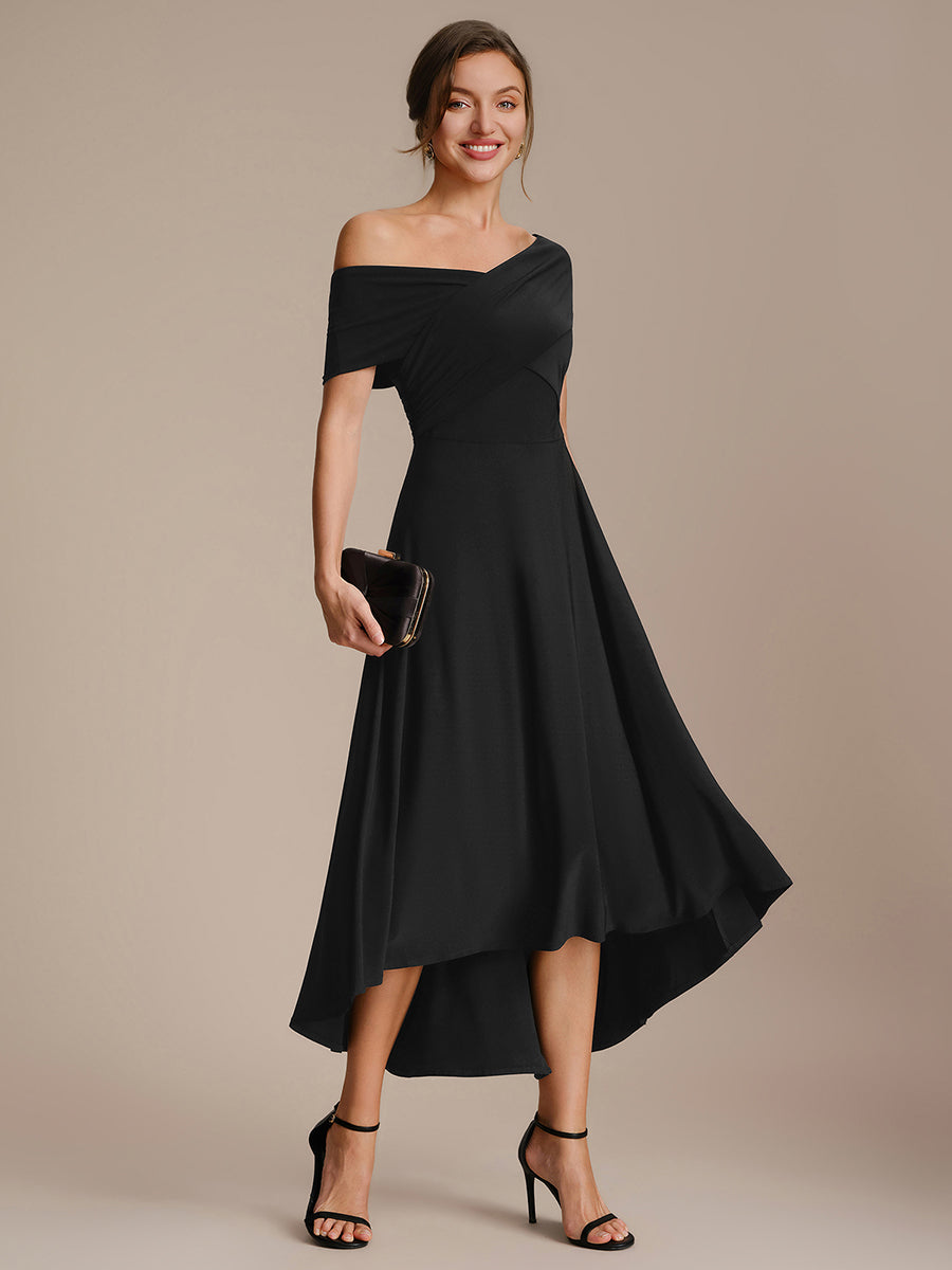 one shoulder black wedding guest dress Ever-Pretty Knit Off-the-shoulder Sleeve A-Line Mother of the Bride SIZE:41.5 Package Contents category_feathers AllSaints Black Jemima Star
