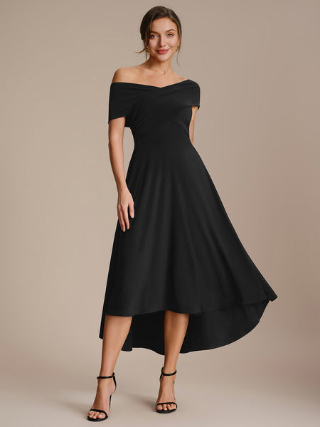 Ever-Pretty Knit Off-the-shoulder Sleeve A-Line Mother of the Bride Dress