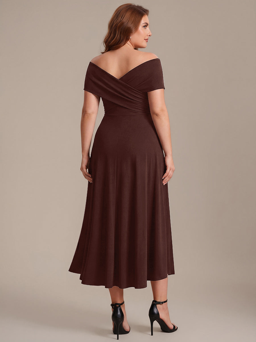 brown plus size dress near me Ever-Pretty Inclusive Knit Off-the-shoulder Sleeve Fall Wedding Guest Long Black Velvet 1930s ribbon bow Size:XXS 4 resistant to shrinking and