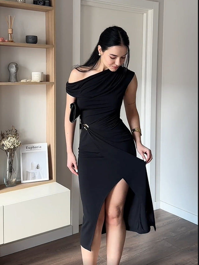 Knit Off-the-shoulder Sleeve Bodycon Wedding Guest Dress Fan Photos 2
