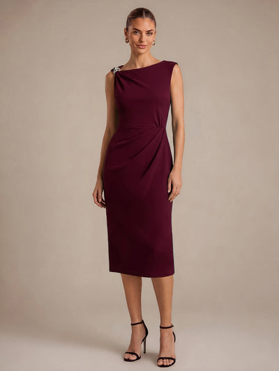 Crepe Sleeveless Sheath Wedding Guest Dress