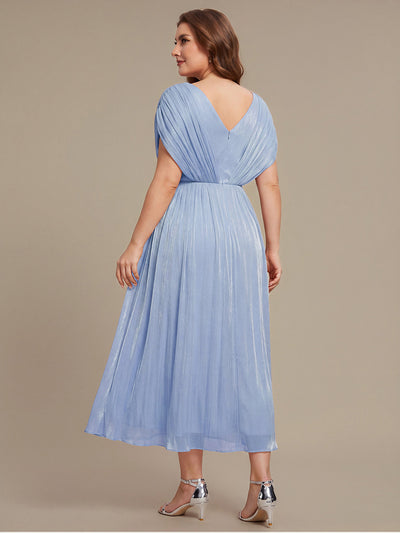 Plus Size Sea-island filament fabircs Wedding Guest Dress #color_Dusty Blue