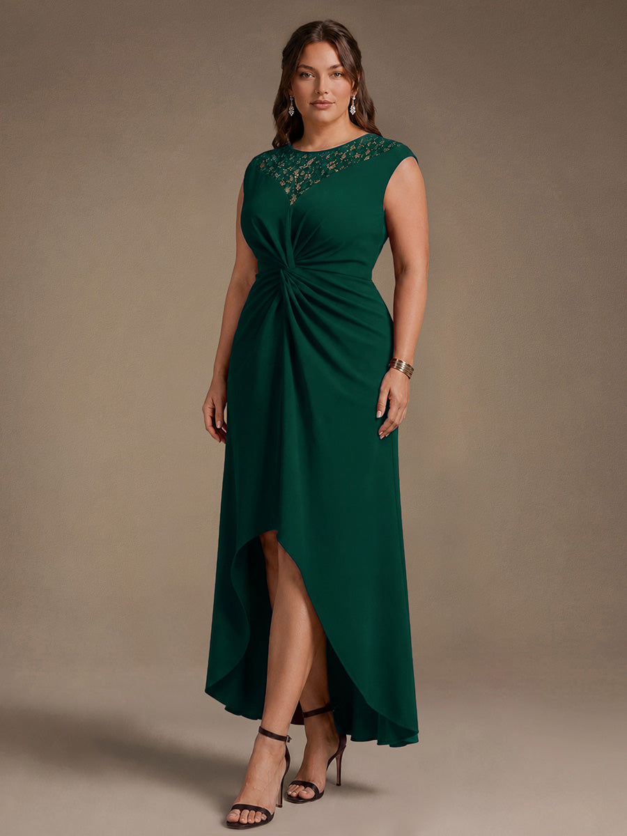 Ever-Pretty Plus Size Knot Detail Crepe With Sleev