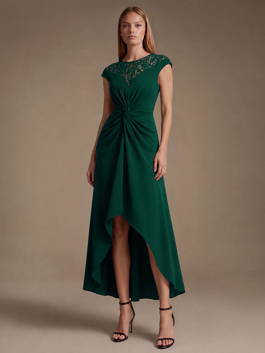 Ever-Pretty See-through Crepe Cap Sleeve Mother of the Bride Dress