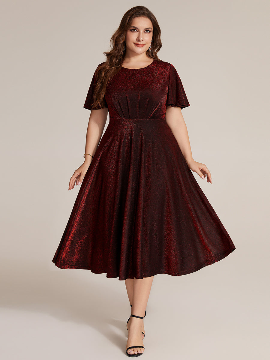Plus Size Knit Fitted Sleeve Wedding Guest Dress