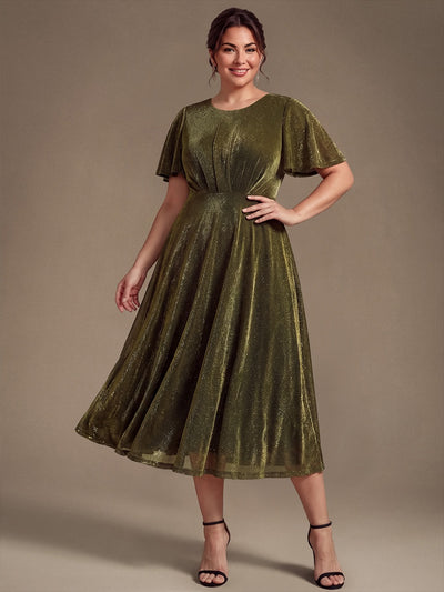 Plus Size Knit Fitted Sleeve Wedding Guest Dress