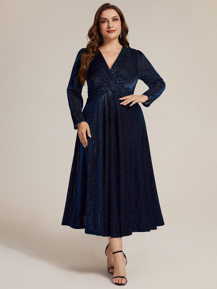 Ever-Pretty Knot Detail Knit Fitted Sleeve Fall Wedding Guest Dress