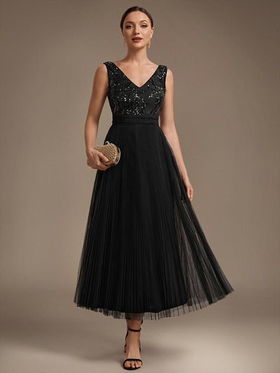 Tulle Sleeveless A-Line Wedding Guest Dress
