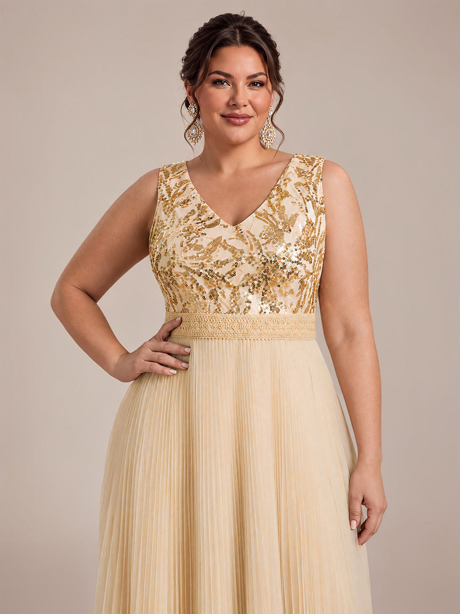 gold plus size dress for wedding Ever-Pretty Tulle Sleeveless A-Line Fall Formal Guest Fabric_Tulle