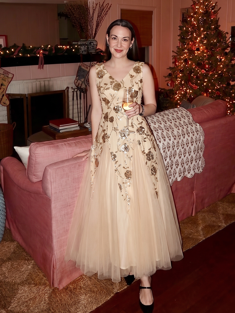 Beading Floral Sequins Sleeveless Wedding Guest Dress #color_Gold
