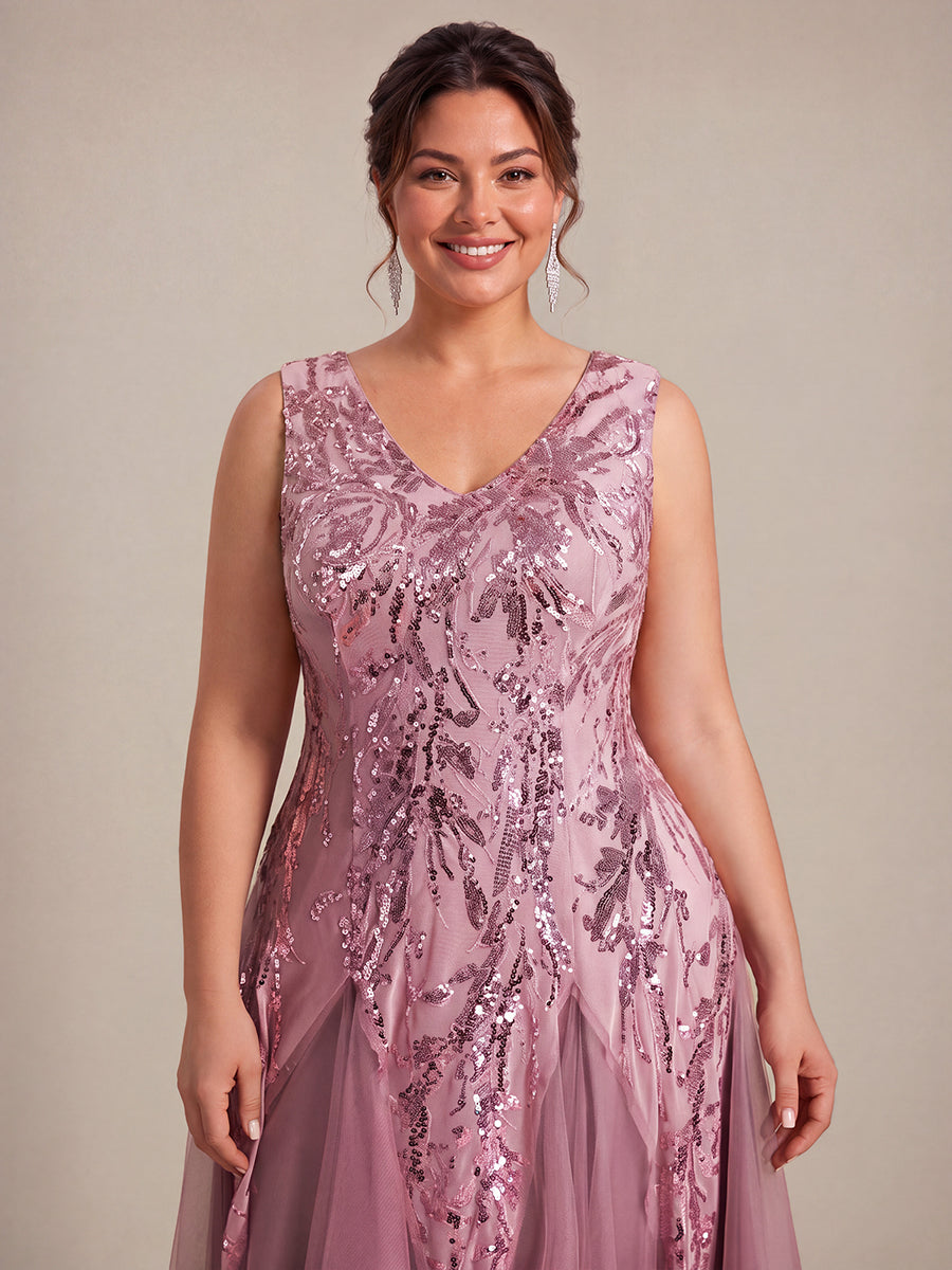 Sequin Sleeveless Midi Wedding Guest Dress #color_Purple Orchid