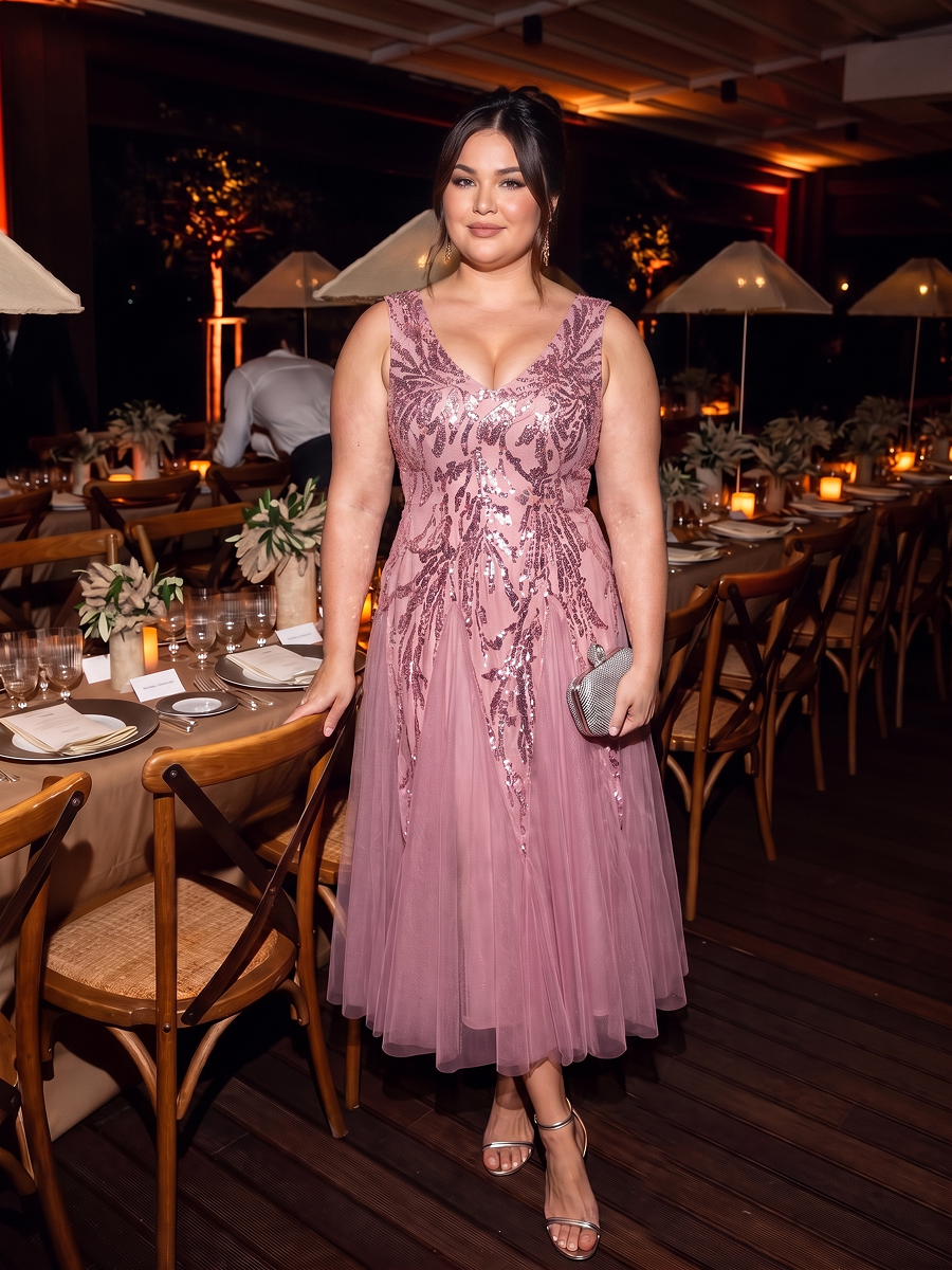 Sequin Sleeveless Midi Wedding Guest Dress #color_Purple Orchid