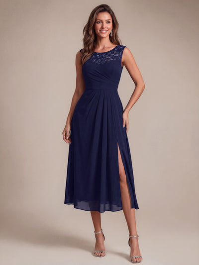 Sequin Lace Chiffon Sleeveless Wedding Guest Dress