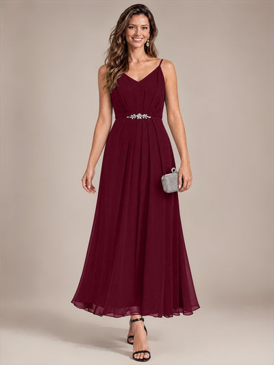 Chiffon Sleeveless Full Skirt Wedding Guest Dress