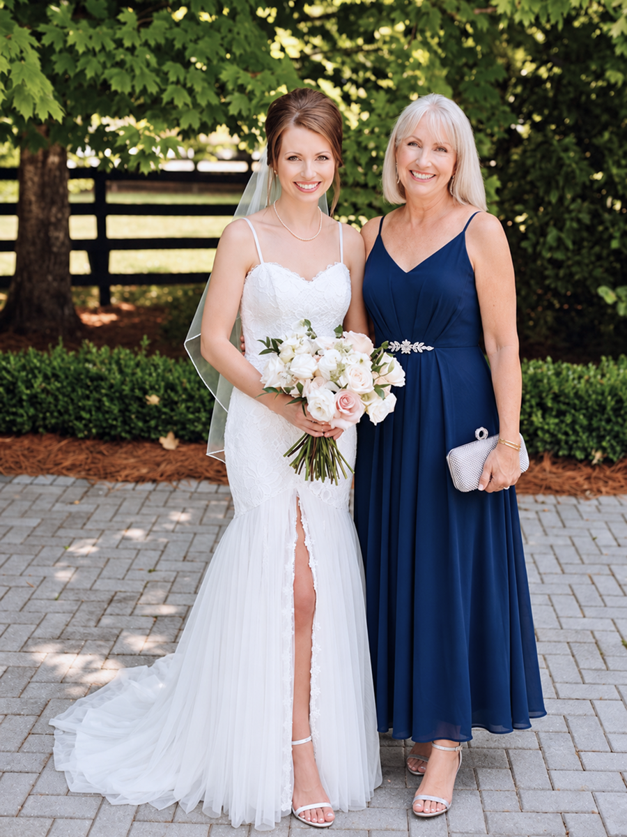 Chiffon Sleeveless Full Skirt Wedding Guest Dress #color_Navy Blue