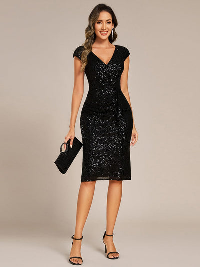 Sequin Bodycon Wedding Guest Dresses #color_Black