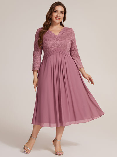 Plus Size Lace Fitted Sleeve Wedding Guest Dress