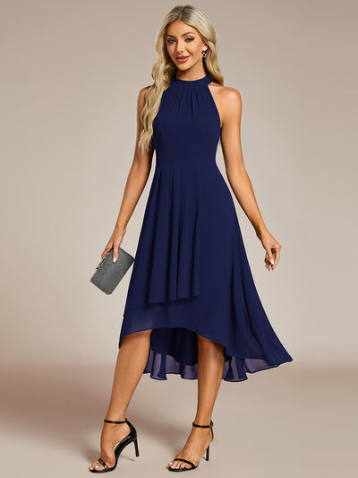ever POSIE|Gathered Chiffon Sleeveless Wedding Guest Dress