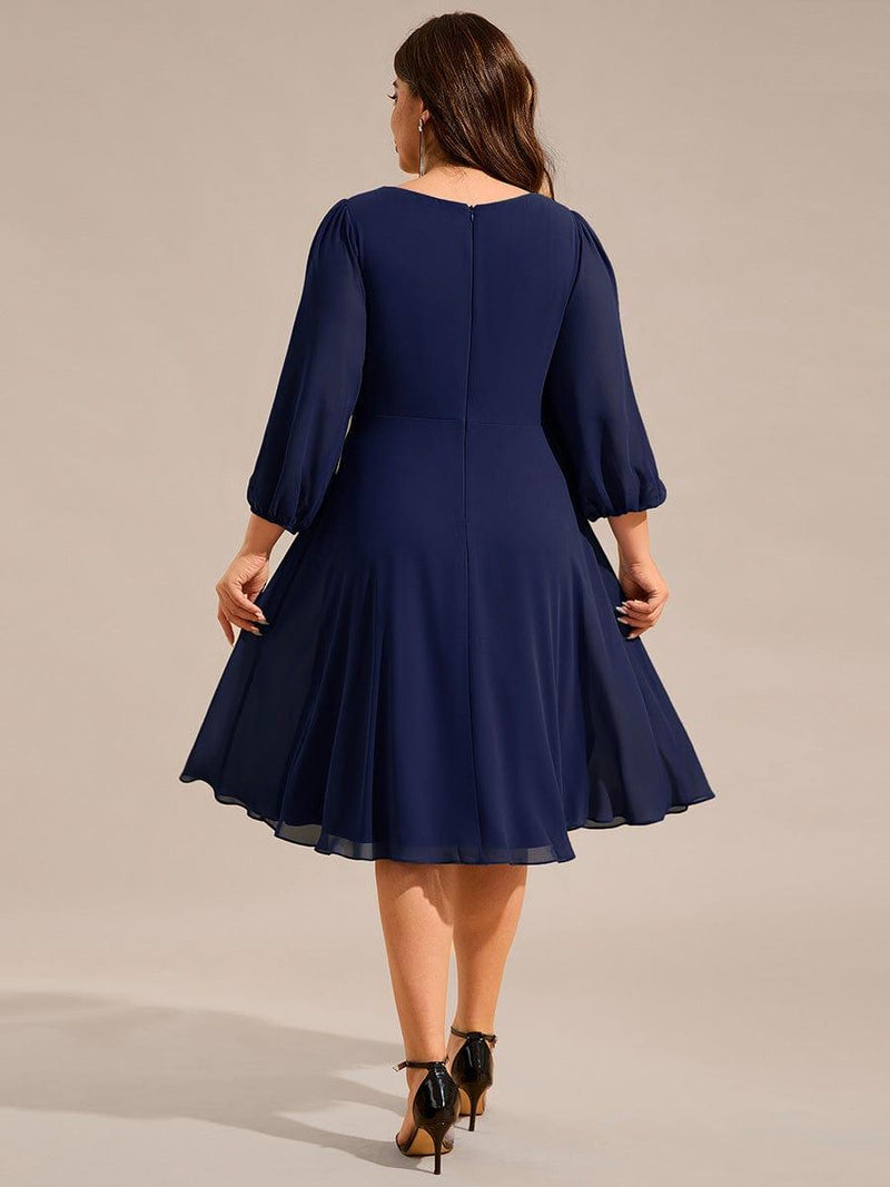 Plus Size A-Line Midi Wedding Guest Dress with Waist Chain
