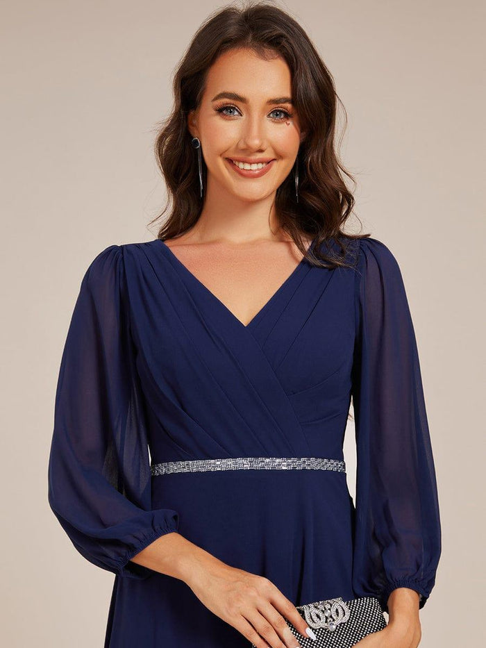 Long Sleeve Maxi Chiffon A - Line Regular Wedding Guest Dress rmn3150