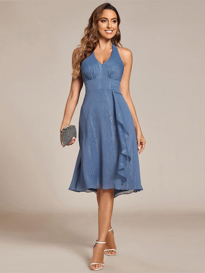 Bow Detail Sleeveless Wedding Guest Cocktail Dress