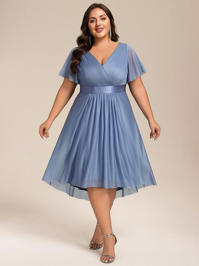 Long Sleeve Maxi Satin Fit & Flare Plus Size Wedding Guest Dress gzk7014-1