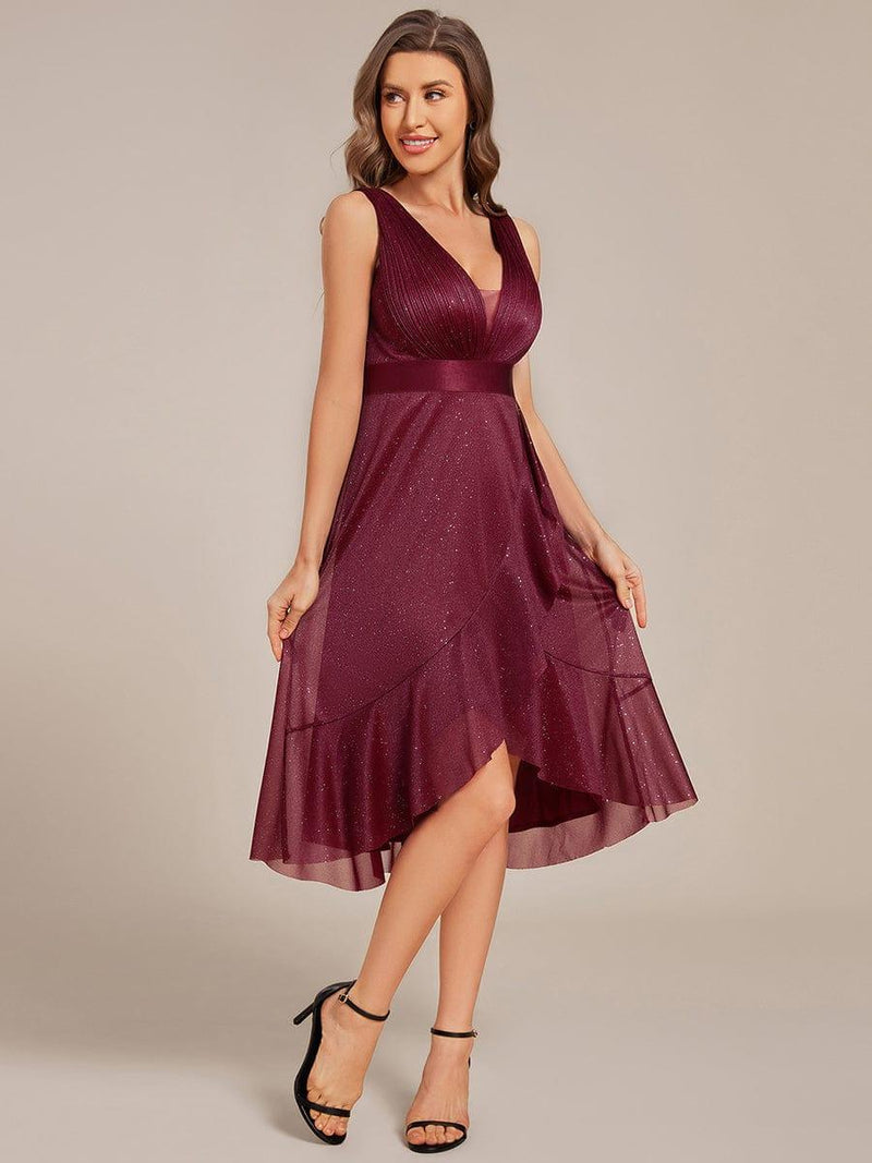 Elegant A-line V Neck Evening Dress With Pleated,Wedding Guest Outfit Y5531