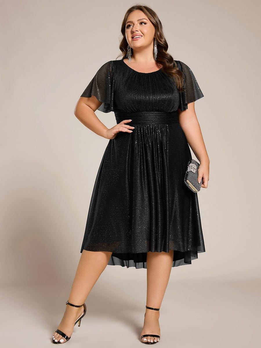 Plus Size Sequin Asymmetrical Midi Wedding Guest Dress