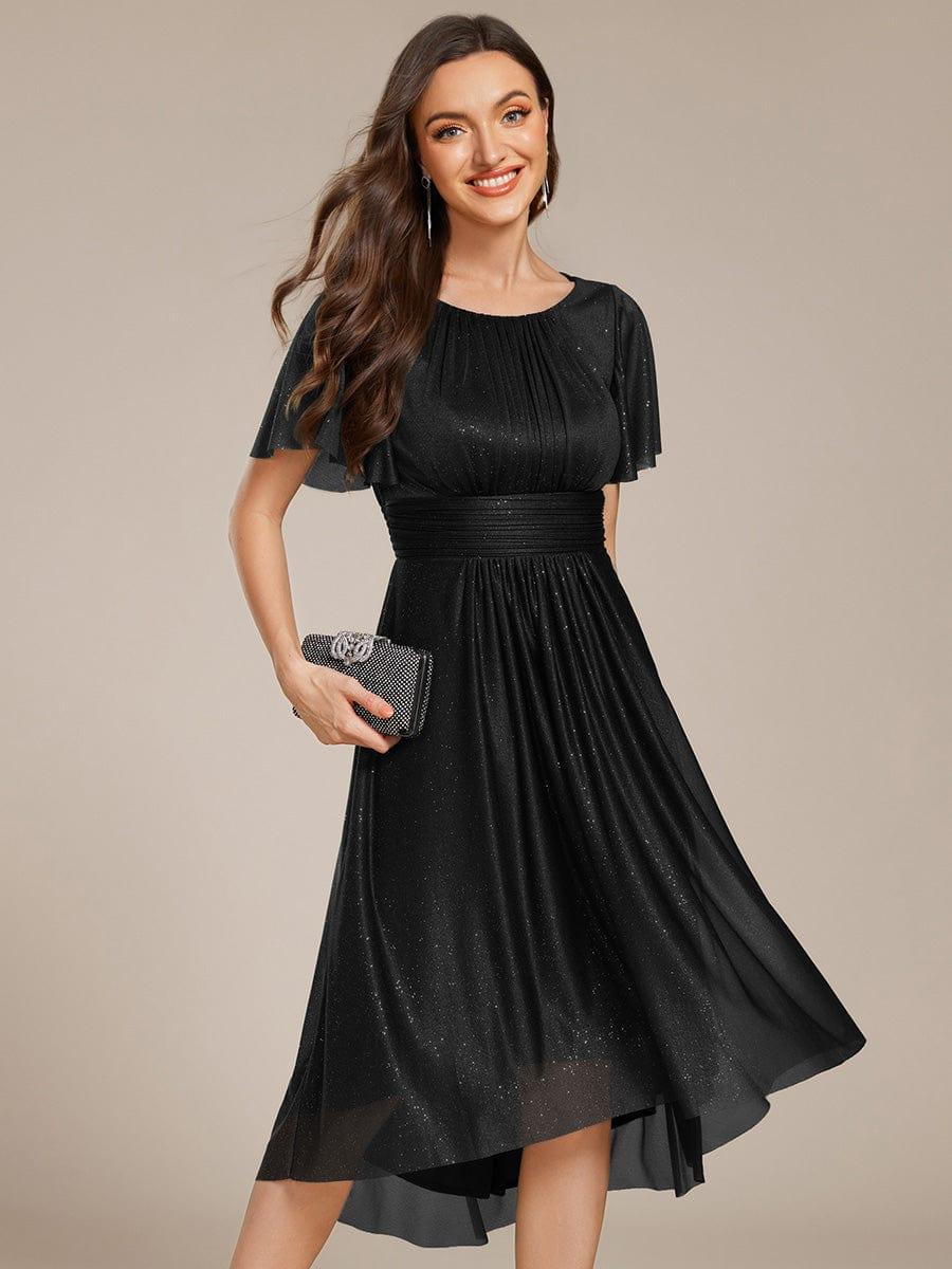 ever CLARYN|Glitter Short Sleeves Round Neck Midi Wedding Guest Dress ever CLARYN|Glitter Short Sleeves Round Neck Midi Wedding Guest Dress