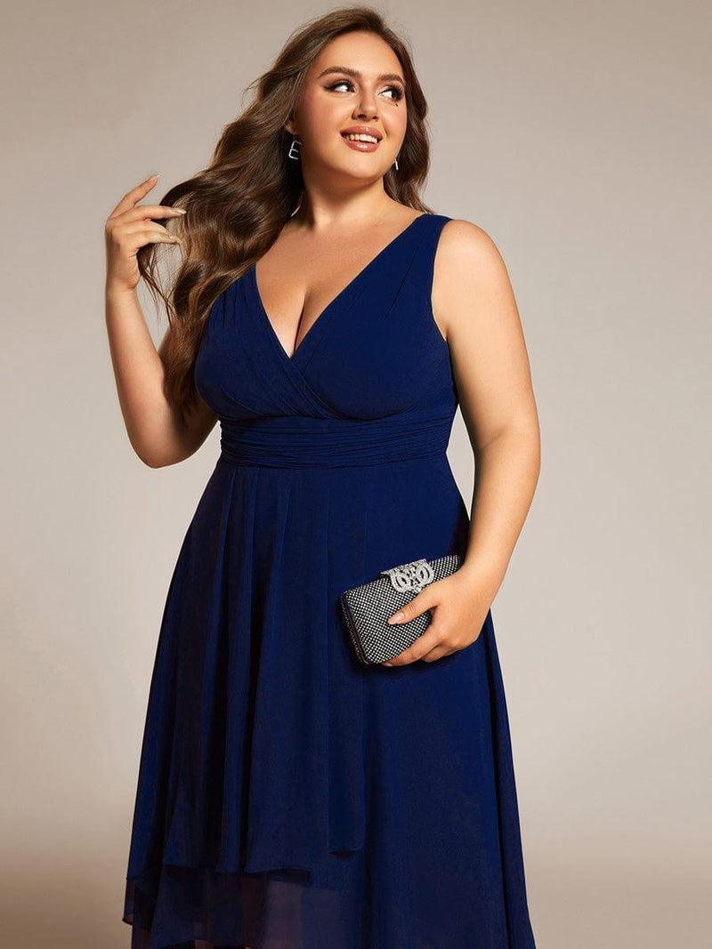 Aimishang Chic V Neck High-Low Wedding Guest Dress Elegant Bridesmaid Dresses main image 0